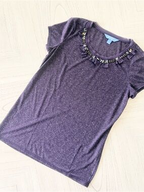 Simply Vera Vera Wang Purple Embellished Short-Sleeve Tee